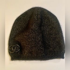 Women’s CC -Chanel Beanie  Cashmere Black Metallic Blend Size OS -Retails@ $1200